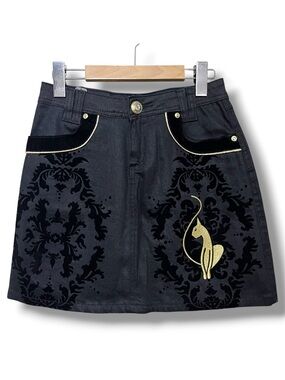Baby Phat RARE Y2k Vintage Black Jeans Mini Skirt